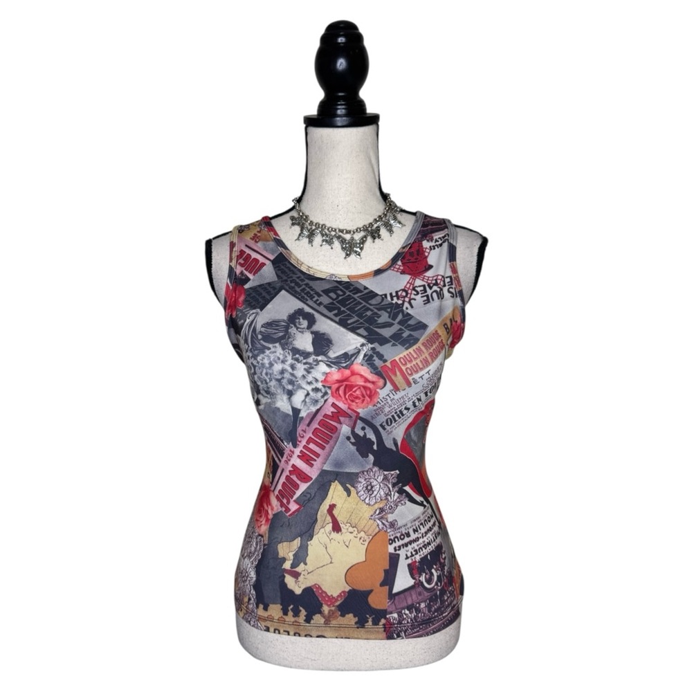 Y2K Latitude Freedom of Action Graphic Collage Moulin Rouge Tank Size Medium